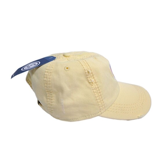Life Is Good Summer Ocean Wave Heart Logo Sun Baseball Cap Hat Yellow Distressed - Picture 6 of 8